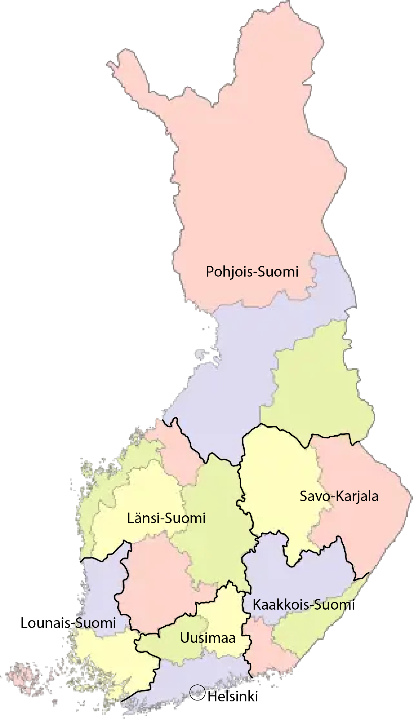 demarinuorten alueet Karttakuva Demarinuorten aluejaosta.